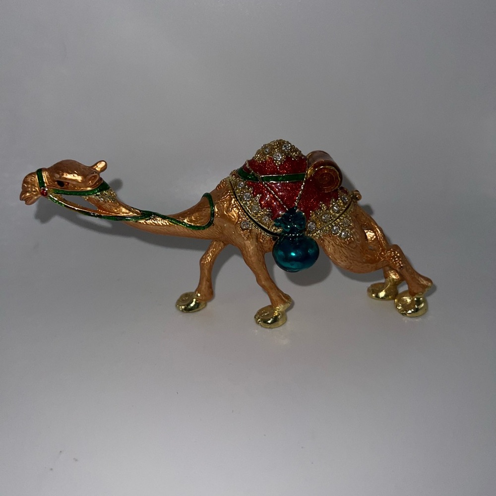 Bejeweled enamel camel trinket box